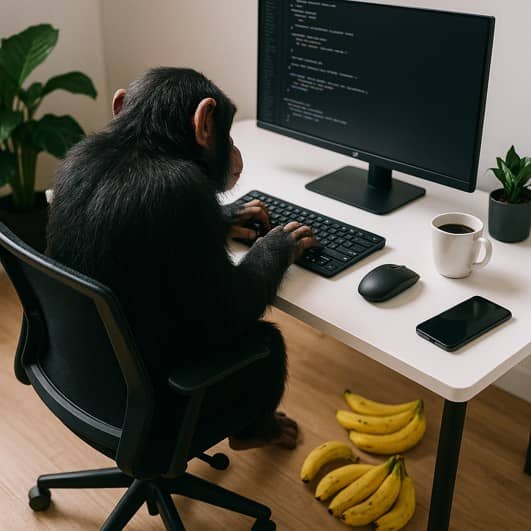 monkey working at a computer